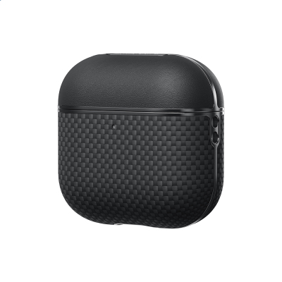 Apple Airpods Pro 2 Kılıf 1500D Aramid Fiber Pitaka Ultra-Slim Classic Serisi Black-Grey Twill Kapak - Pitaka