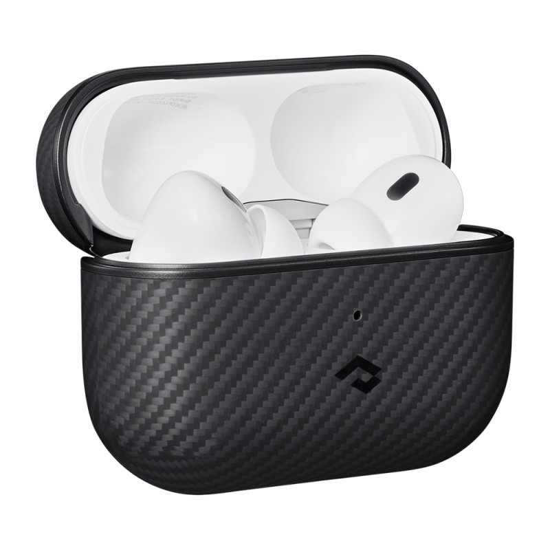 Apple Airpods Pro 2 Kılıf 600D Aramid Fiber Pitaka Classic Serisi Black-Grey Twill Kılıf - 4
