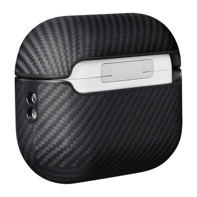 Apple Airpods Pro 2 Kılıf 600D Aramid Fiber Pitaka Classic Serisi Black-Grey Twill Kılıf - 7