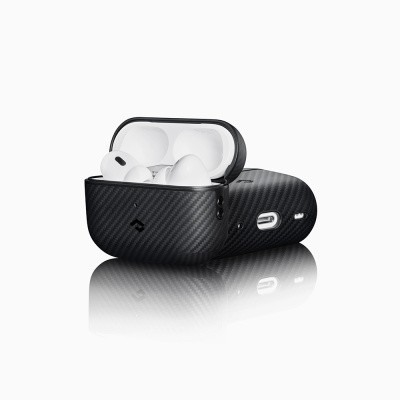 Apple Airpods Pro 2 Kılıf 600D Aramid Fiber Pitaka Classic Serisi Black-Grey Twill Kılıf - 11