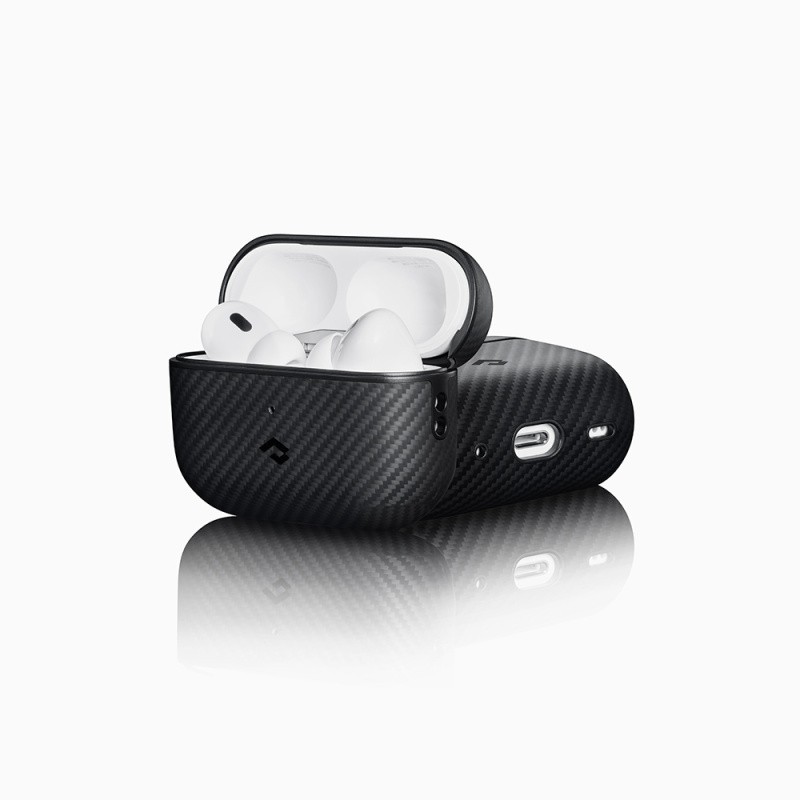 Apple Airpods Pro 2 Kılıf 600D Aramid Fiber Pitaka Classic Serisi Black-Grey Twill Kılıf - 11