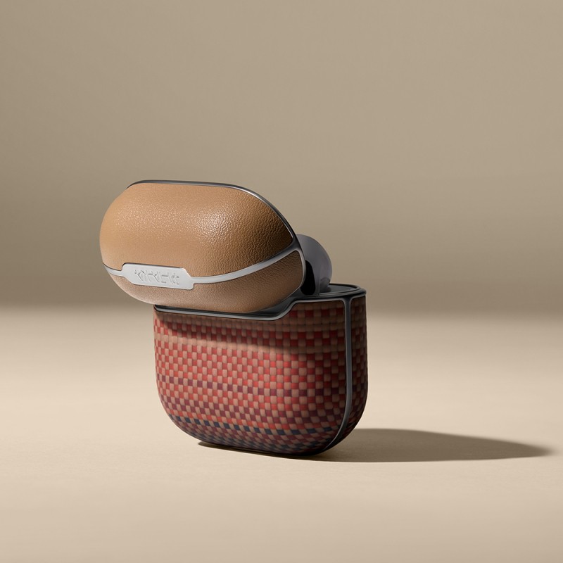 Apple Airpods Pro 2 Kılıf Aramid Fiber Pitaka Tactile Woven Sunset-Moonrise Serisi Kapak - 24