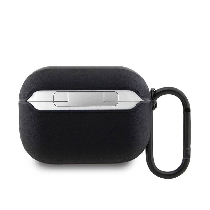 Apple Airpods Pro 2 Kılıf BMW Orjinal Lisanslı PU Deri Mavi Beyaz Çizgili Metal Logolu Kapak - 3
