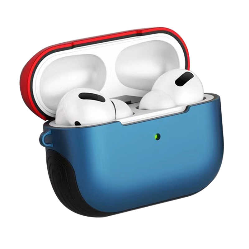Apple Airpods Pro Kılıf Zore Shockproof Silikon - Mavi-Kırmızı