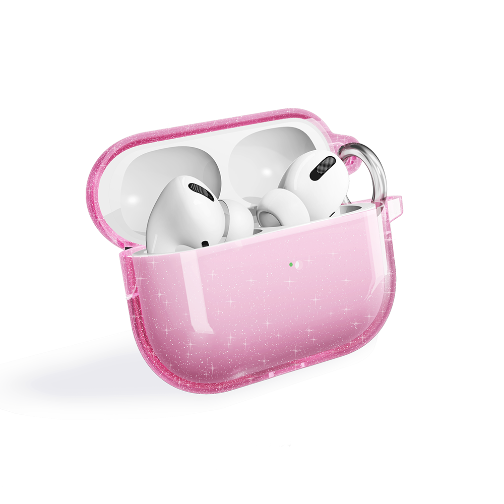 AirPods Pro 2 Uyumlu NXXA Allstar Airbag 32 Parlayan Simli Saydam Renkli Kılıf-Pembe