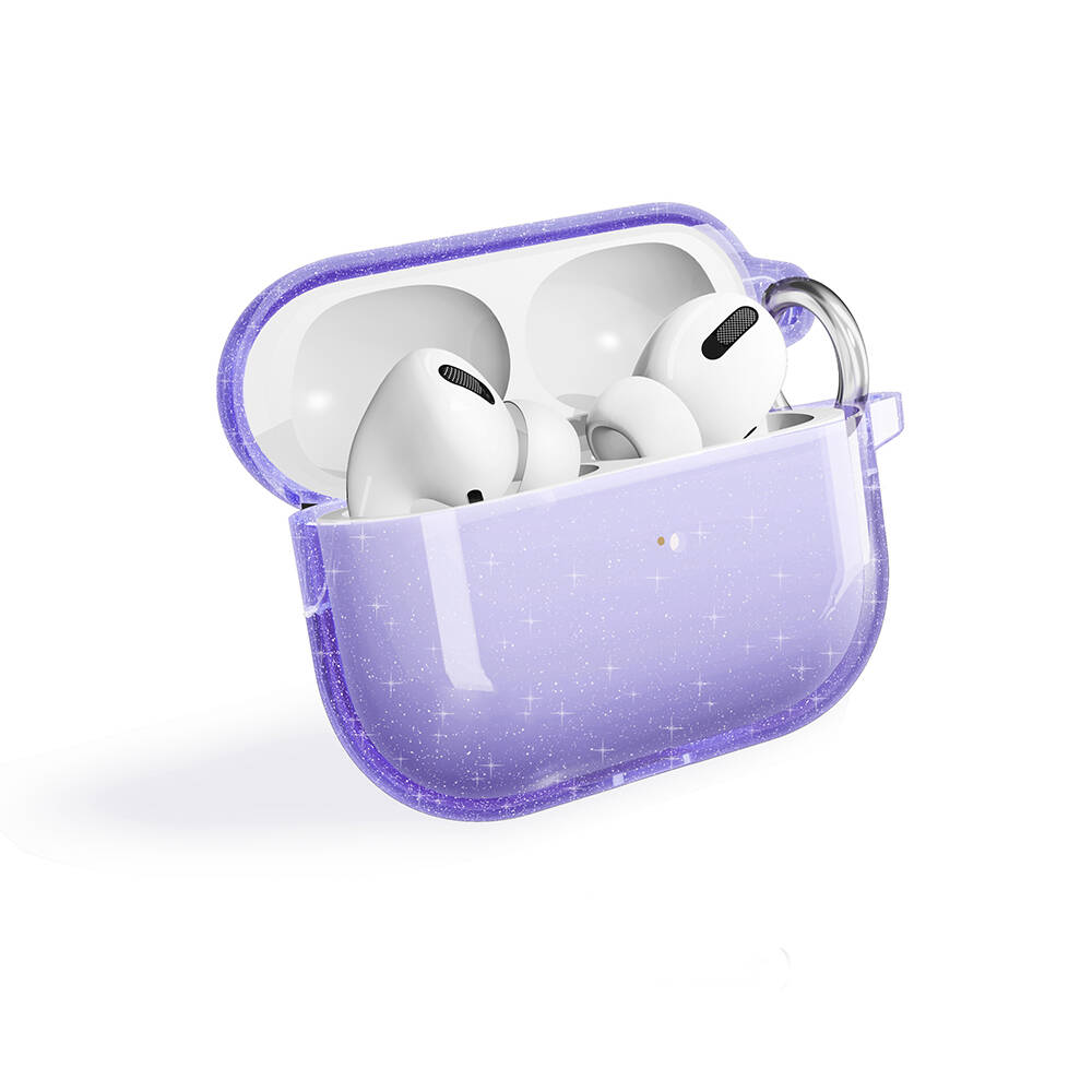 AirPods Pro 2 Uyumlu NXXA Allstar Airbag 32 Parlayan Simli Saydam Renkli Kılıf-Mor