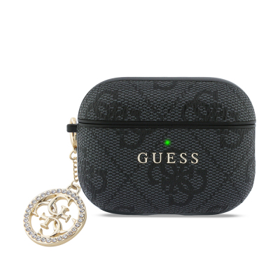 Apple Airpods Pro 3 Kılıf Guess Orjinal Lisanslı PU Deri 4G Desenli 4G Charm Kapak - Guess