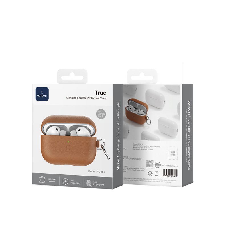 Apple AirPods Pro 3 Wiwu HC-201 Parmak İzi Bırakmayan Deri Kılıf - 14