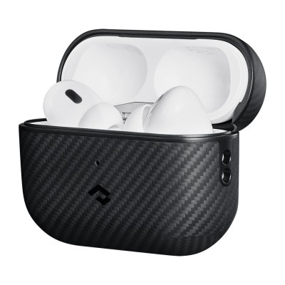 Apple Airpods Pro Kılıf 600D Aramid Fiber Pitaka Classic Serisi Black-Grey Twill Kılıf - 3