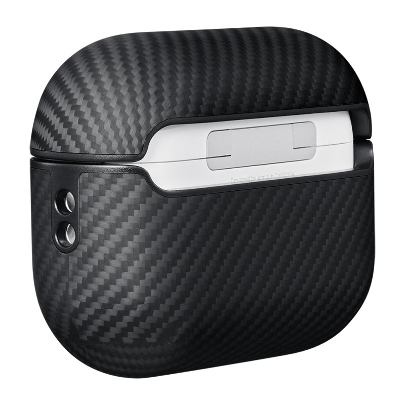 Apple Airpods Pro Kılıf 600D Aramid Fiber Pitaka Classic Serisi Black-Grey Twill Kılıf - 7