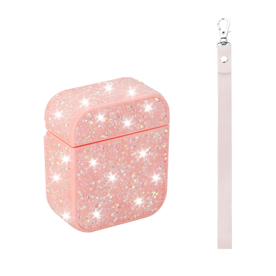Apple Airpods Zore Airbag 45 Glittery Transparent Wrist Strap Case - Zore