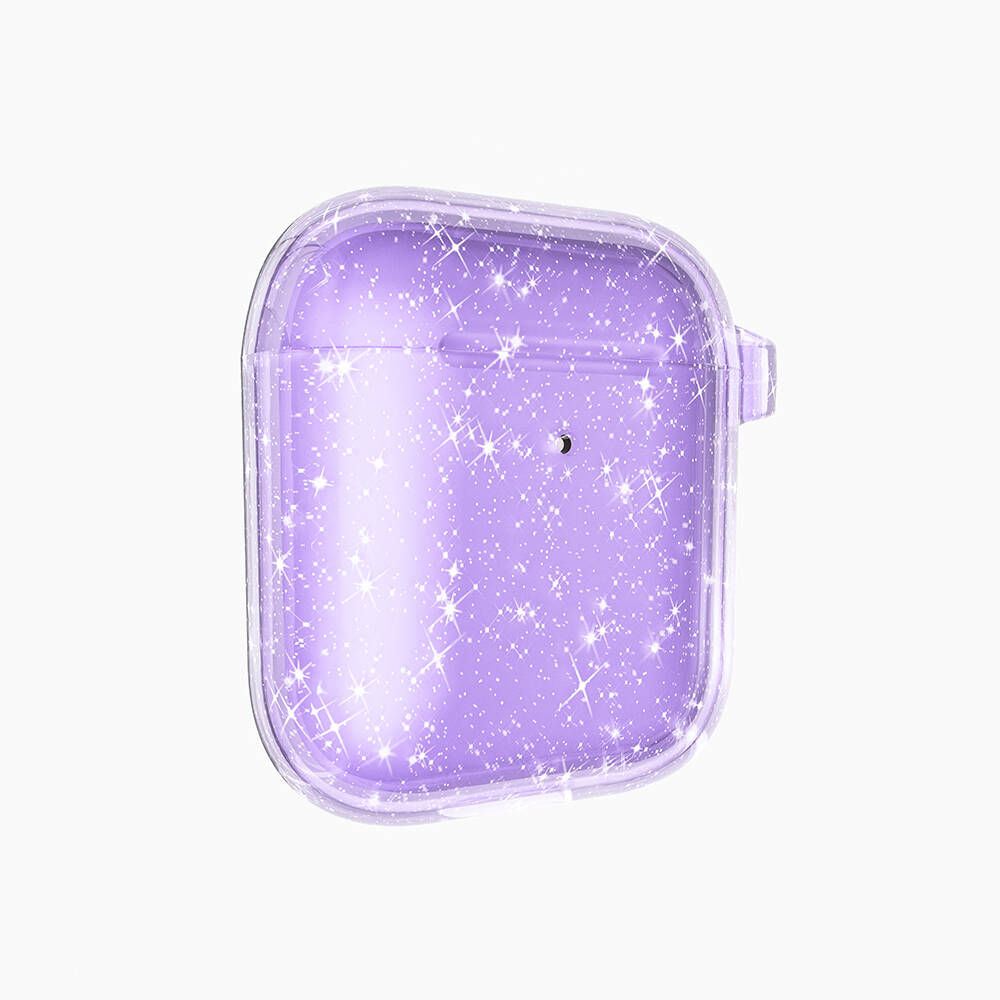 AirPods Uyumlu NXXA Allstar Airbag 32 Parlayan Simli Saydam Renkli Kılıf-Mor