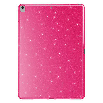 Apple iPad 10.2 2021 (9.Nesil) Simli Parlak Görünümlü Zore Tablet Koton Kılıf Pembe Koyu