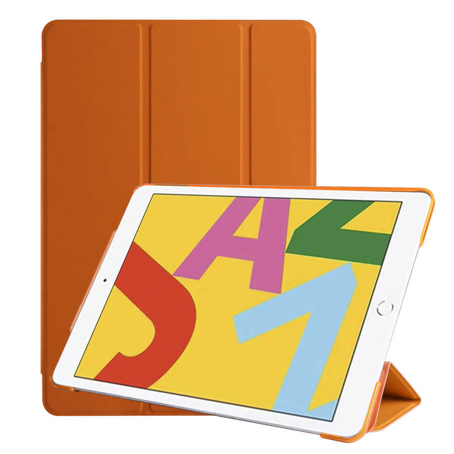 Apple iPad 10.2 2021 (9.Nesil) Zore Smart Cover Standlı 1-1 Kılıf - Turuncu