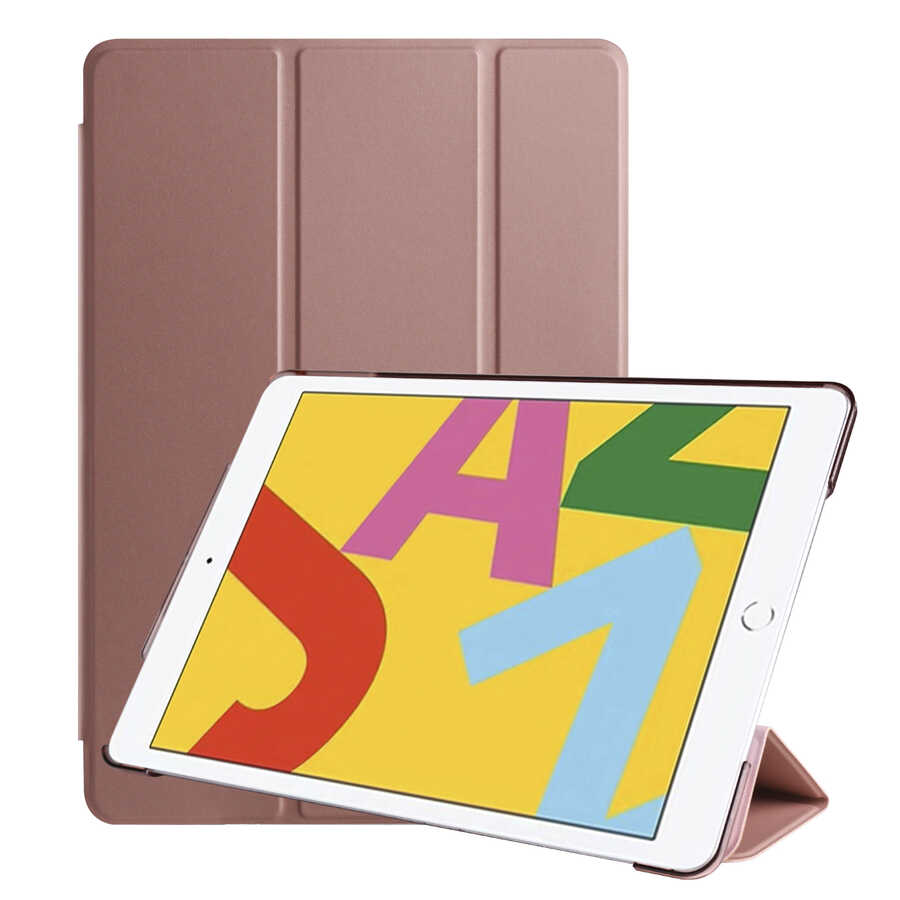 Apple iPad 10.2 2021 (9.Nesil) Zore Smart Cover Standlı 1-1 Kılıf - Rose Gold