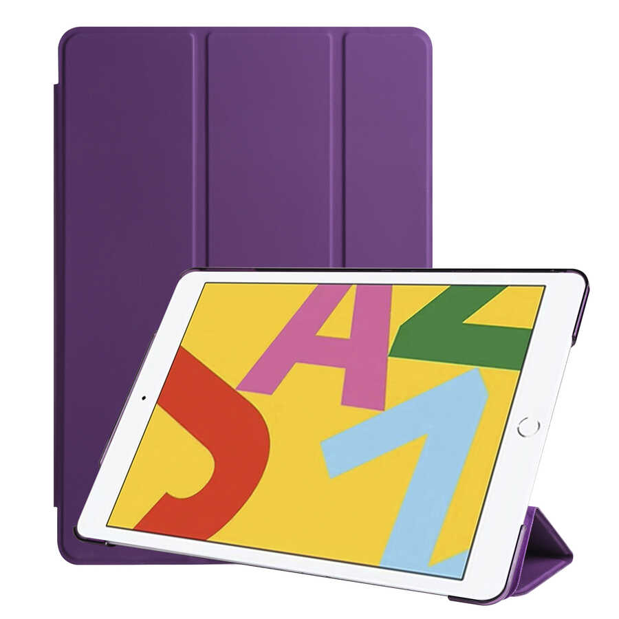 Apple iPad 10.2 2021 (9.Nesil) Zore Smart Cover Standlı 1-1 Kılıf - Mor