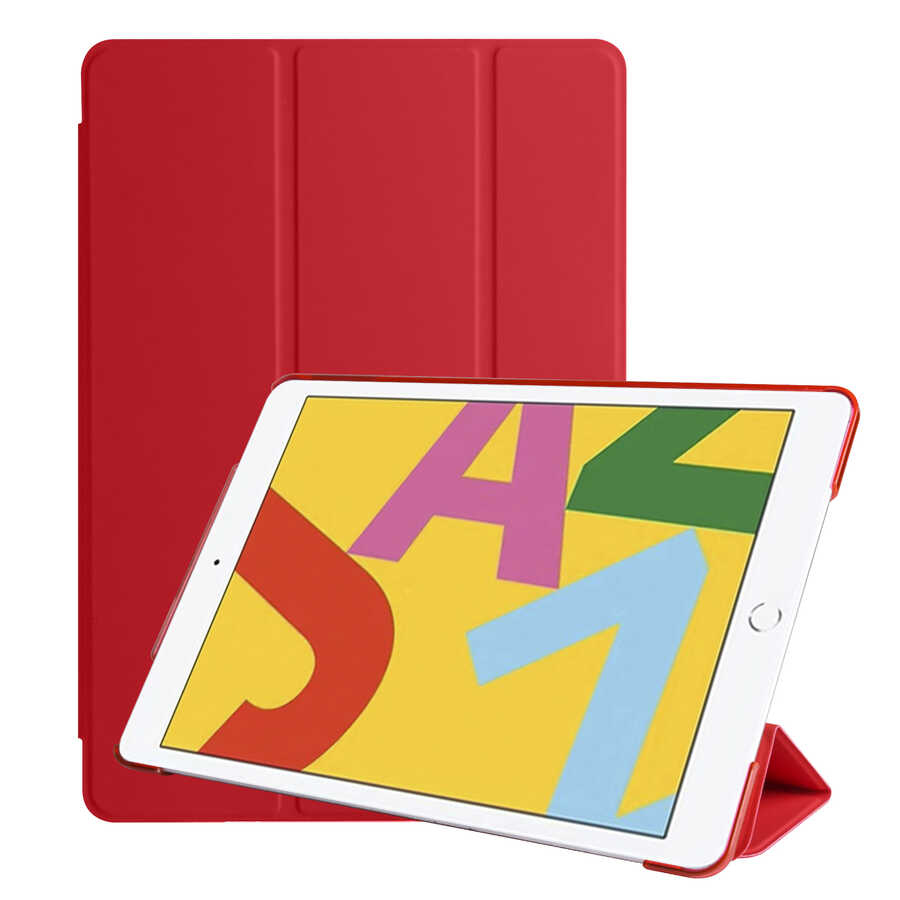 Apple iPad 10.2 2021 (9.Nesil) Zore Smart Cover Standlı 1-1 Kılıf - Kırmızı