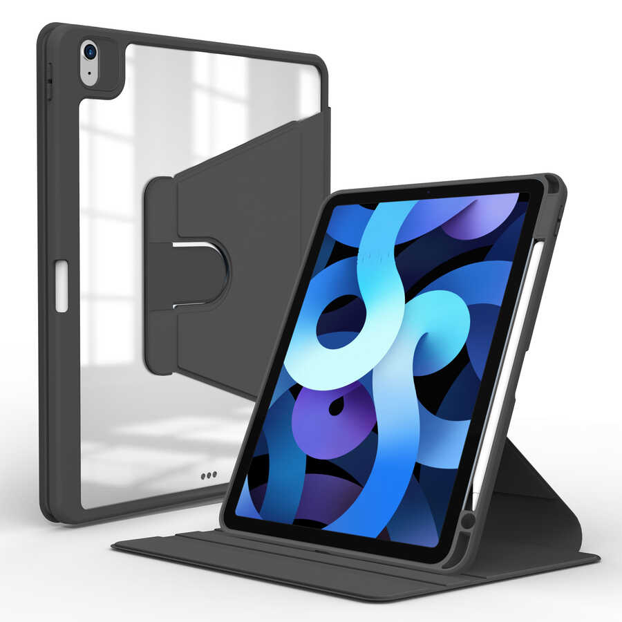 iPad 11.Nesil 2025 Kılıf NXXA Nayn Dönebilen Standlı Kılıf - Siyah