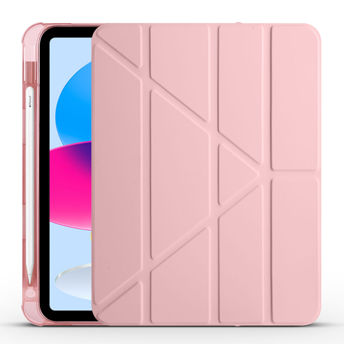 iPad 11.Nesil 2025 Kılıf NXXA Tri Folding Kalem Bölmeli Standlı Kılıf - Rose Gold