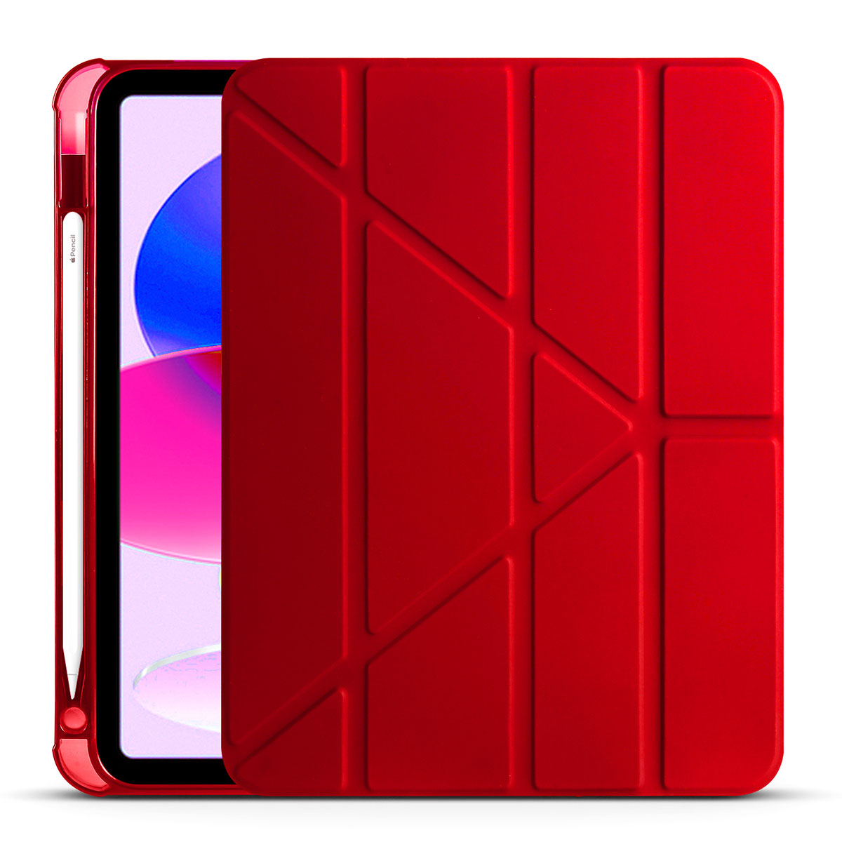 iPad 11.Nesil 2025 Kılıf NXXA Tri Folding Kalem Bölmeli Standlı Kılıf - Kırmızı