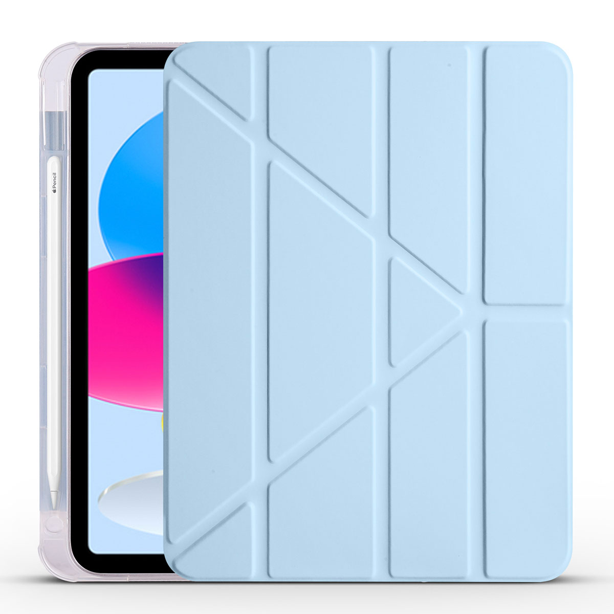 iPad 11.Nesil 2025 Kılıf NXXA Tri Folding Kalem Bölmeli Standlı Kılıf - Mavi