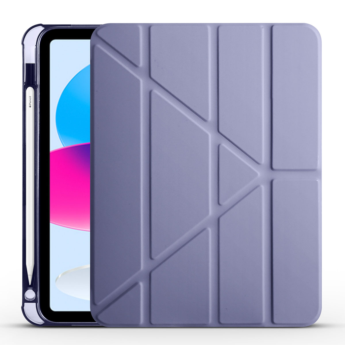iPad 11.Nesil 2025 Kılıf NXXA Tri Folding Kalem Bölmeli Standlı Kılıf - Mor