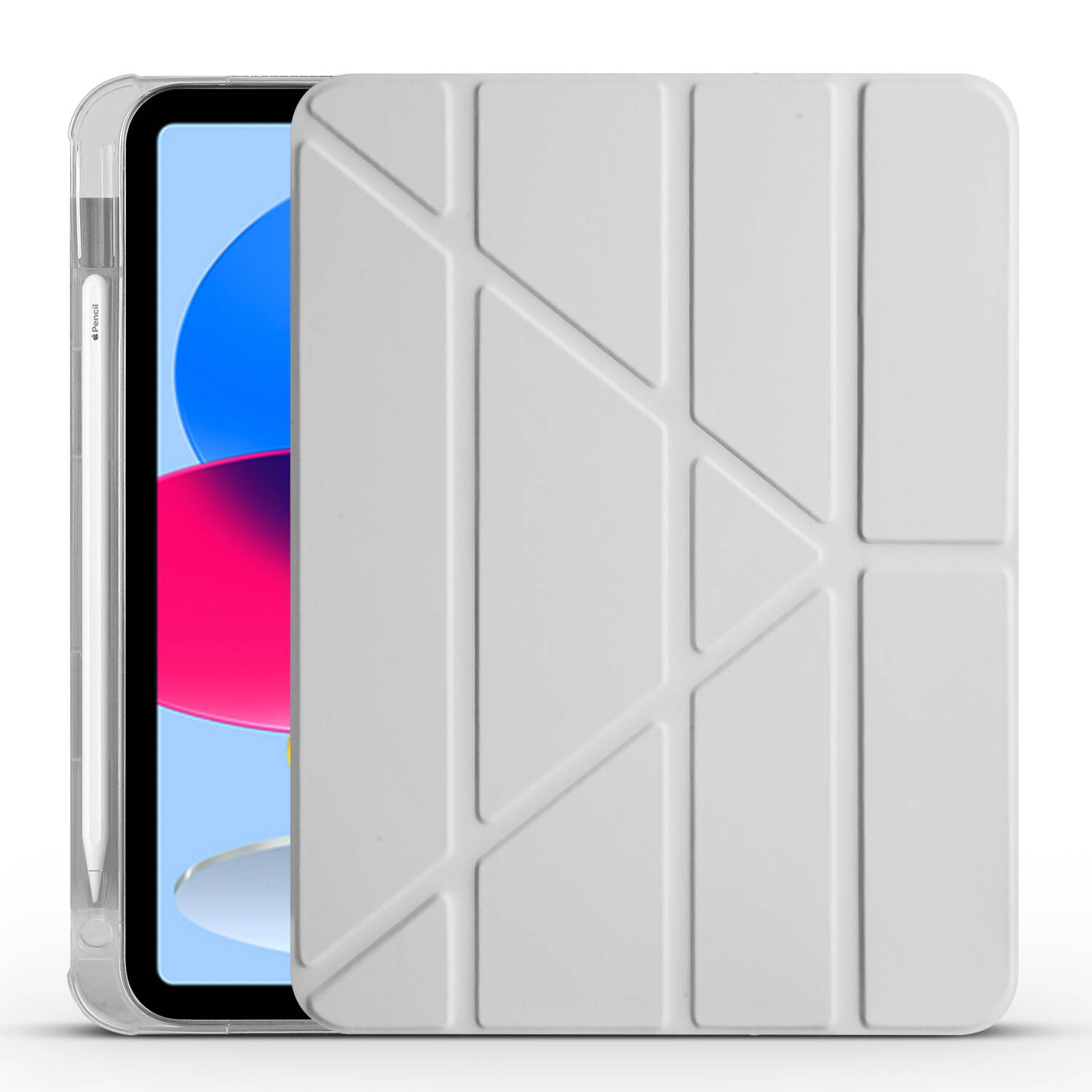 iPad 11.Nesil 2025 Kılıf NXXA Tri Folding Kalem Bölmeli Standlı Kılıf - Gri