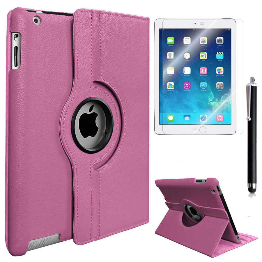 Apple iPad 2 3 4 Zore Dönebilen Standlı Kılıf - Pembe Açık