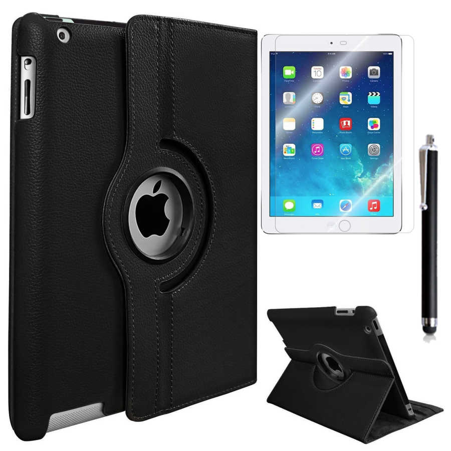 Apple iPad 2 3 4 Zore Dönebilen Standlı Kılıf - Siyah