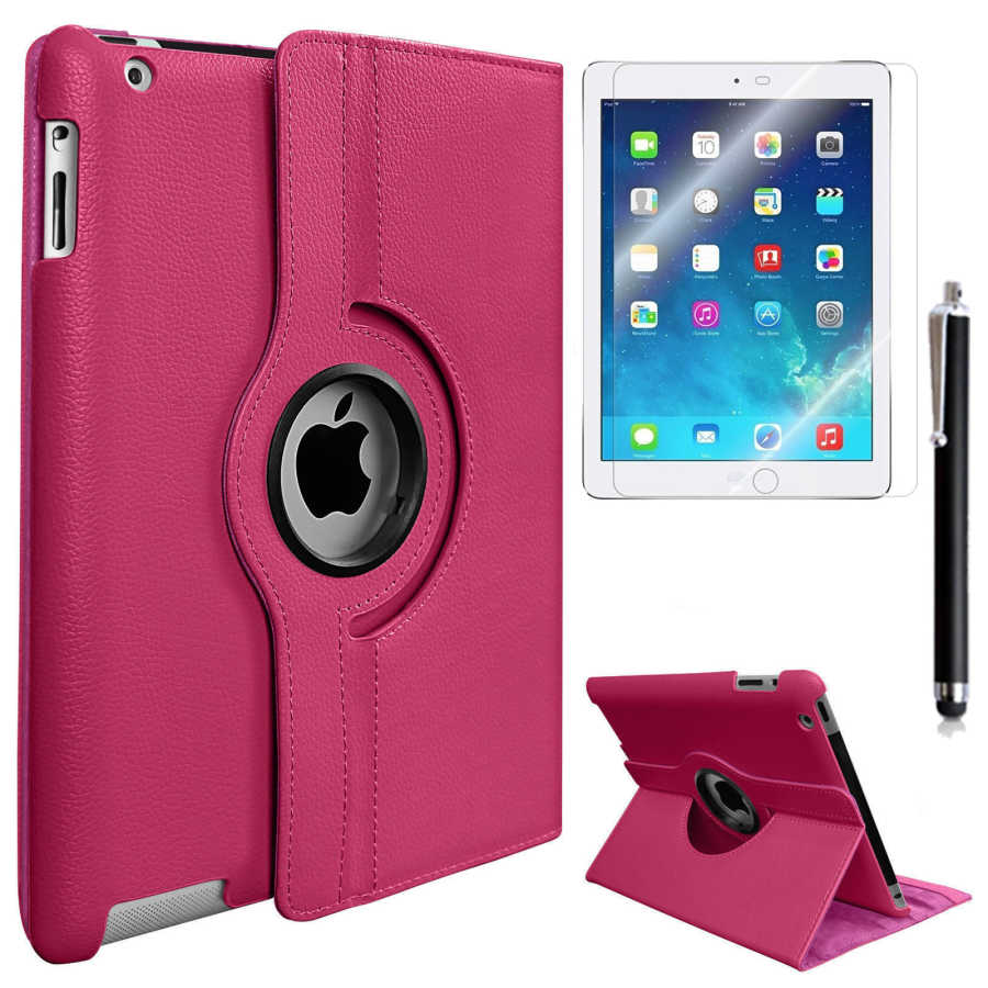 Apple iPad 2 3 4 Zore Dönebilen Standlı Kılıf - Pembe Koyu