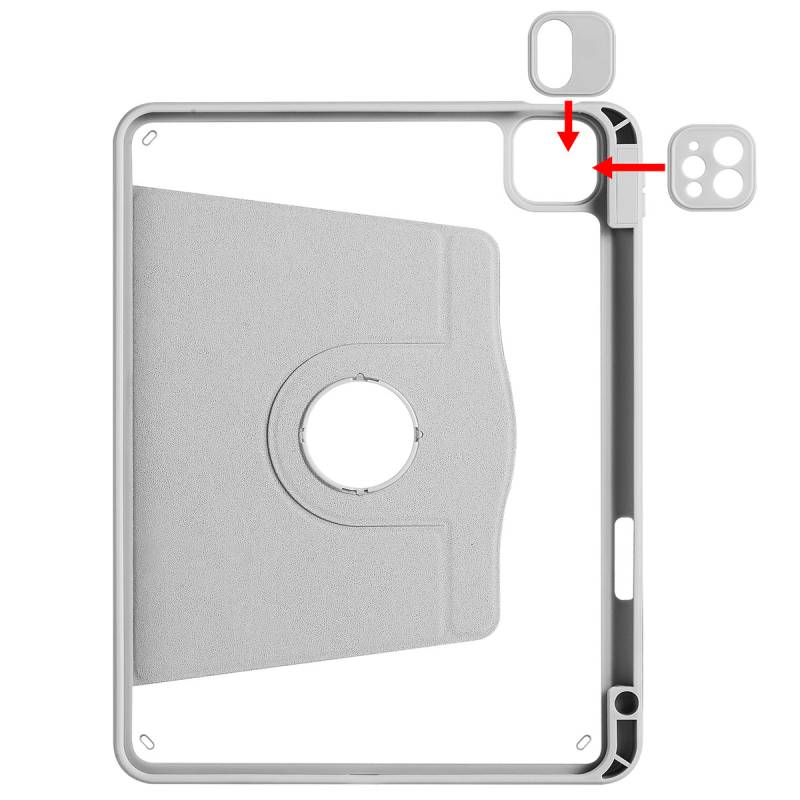 Apple iPad Air 10.9 2022 (5.Nesil) Kılıf Zore Termik Kalem Bölmeli Dönebilen Standlı Kılıf - 6