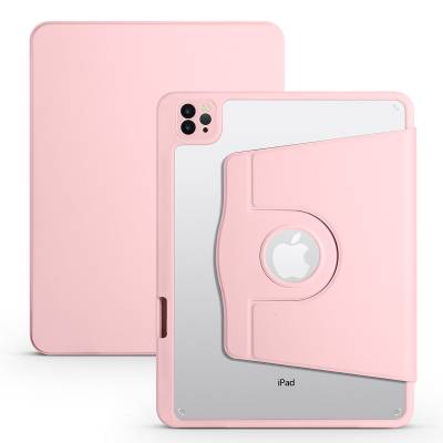 Apple iPad Air 10.9 2022 (5.Nesil) Kılıf Zore Termik Kalem Bölmeli Dönebilen Standlı Kılıf Pembe