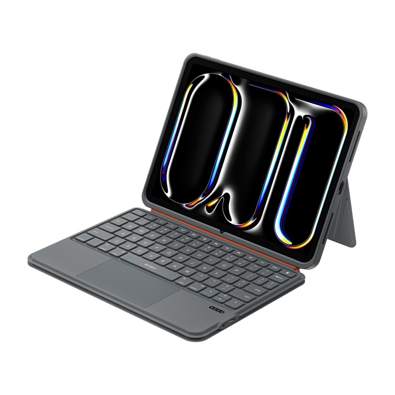 Apple iPad Air 10.9 2022 (5.Nesil) Wiwu MK-005 Combo 3in1 Kalem Bölmeli Klavyeli Standlı Kılıf - 2