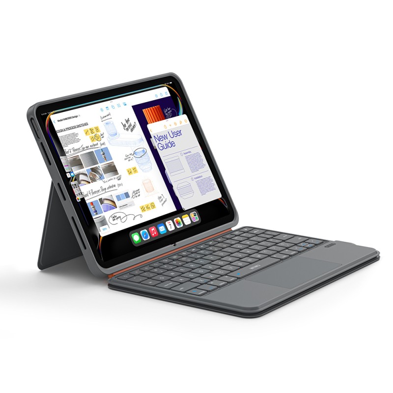Apple iPad Air 10.9 2022 (5.Nesil) Wiwu MK-005 Combo 3in1 Kalem Bölmeli Klavyeli Standlı Kılıf - 6
