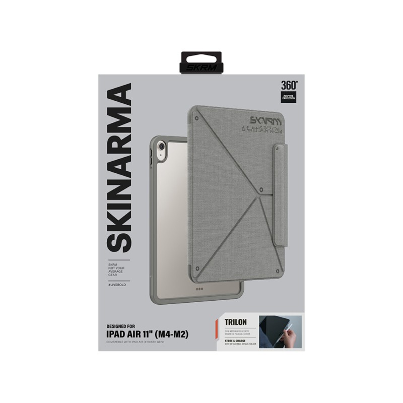 Apple iPad Air 11 2024 Kılıf Skinarma Kalemlikli Dokulu Tasarım Standlı Magnetik Trilon Kılıf - 8