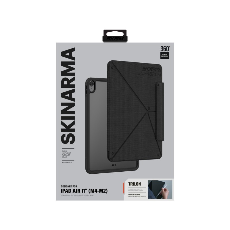 Apple iPad Air 11 2024 Kılıf Skinarma Kalemlikli Dokulu Tasarım Standlı Magnetik Trilon Kılıf - 15
