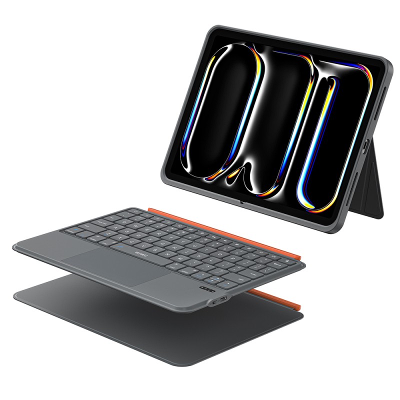 Apple iPad Air 11 2024 Wiwu MK-005 Combo 3in1 Kalem Bölmeli Klavyeli Standlı Kılıf - 1