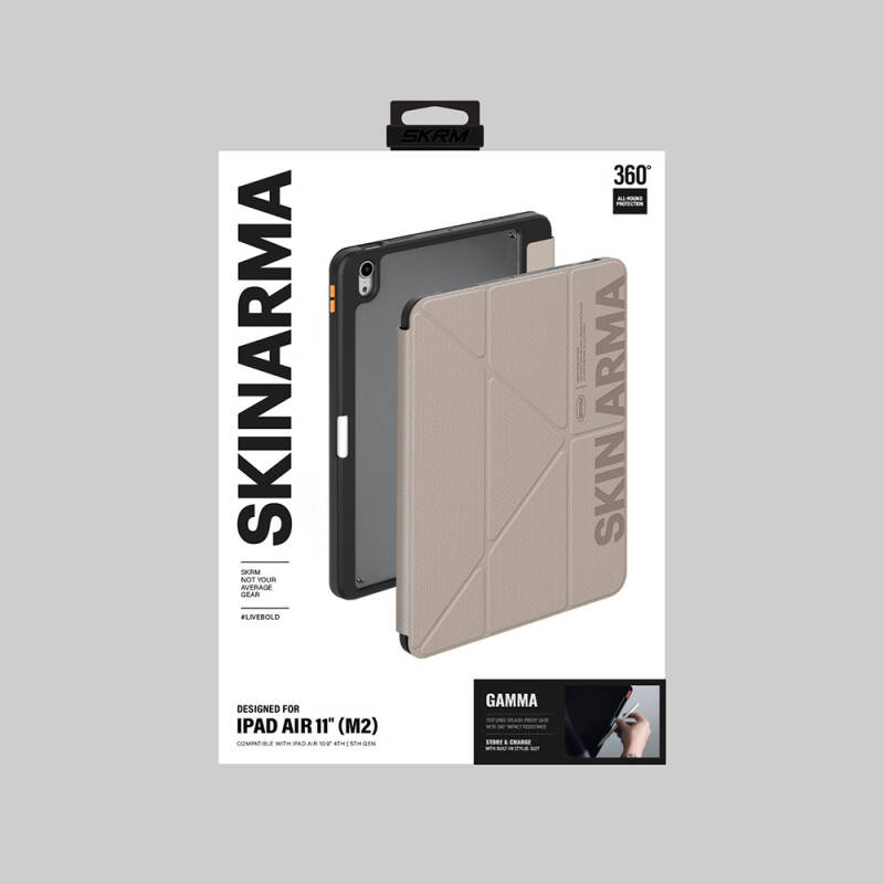 Apple iPad Air 11 2025 M3 Case SkinArma Embossed Print Design 360 Full Protection Transparent Back Stand Gamma Case - 13