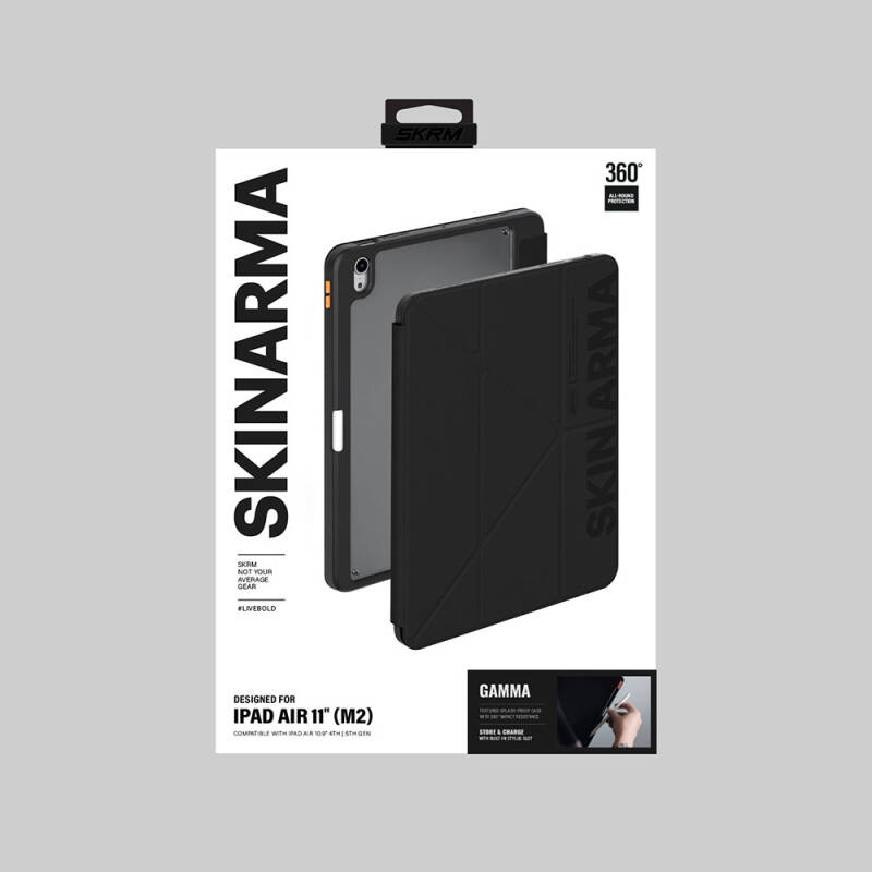 Apple iPad Air 11 2025 M3 Case SkinArma Embossed Print Design 360 Full Protection Transparent Back Stand Gamma Case - 18