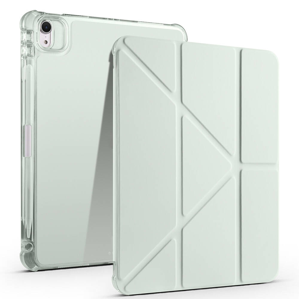 Apple iPad Air 11 2025 M3 Kılıf Zore Tri Folding Kalem Bölmeli Standlı Kılıf - Açık Yeşil