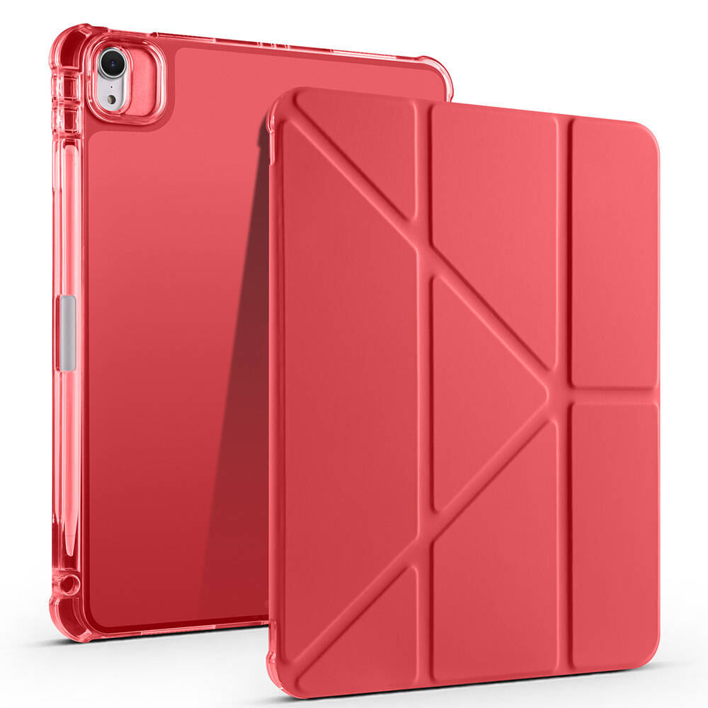 Apple iPad Air 11 2025 M3 Kılıf Zore Tri Folding Kalem Bölmeli Standlı Kılıf - Kırmızı