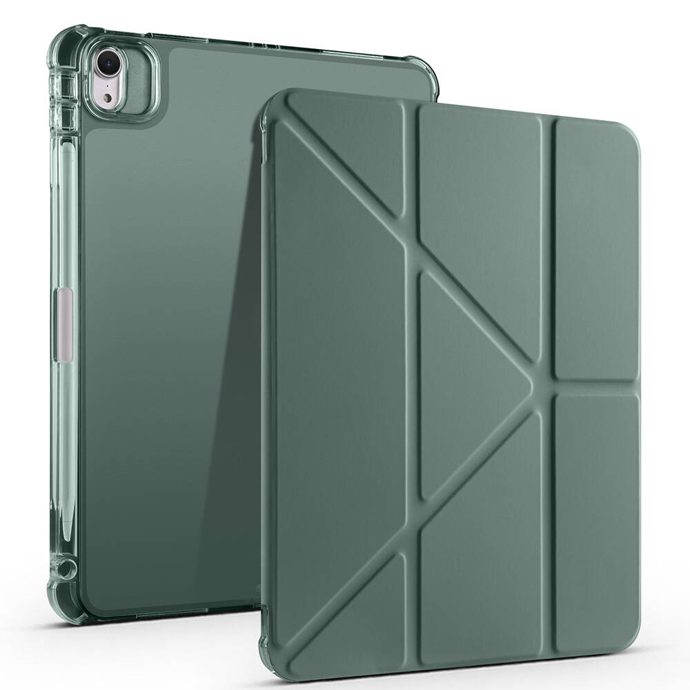 Apple iPad Air 11 2025 M3 Kılıf Zore Tri Folding Kalem Bölmeli Standlı Kılıf - Koyu Yeşil