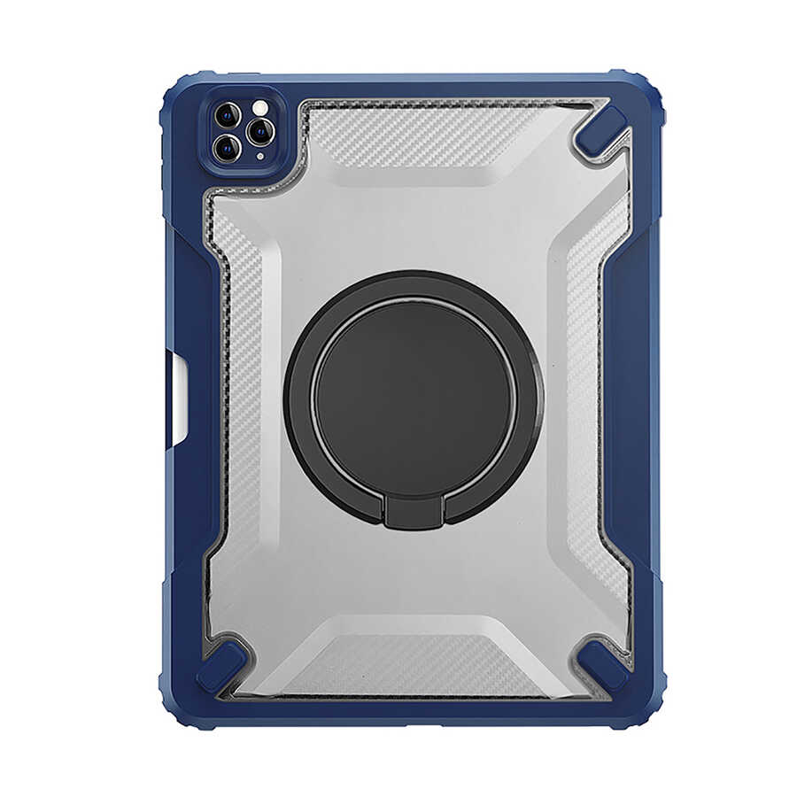 Apple iPad Air 11 2025 M3 Wiwu Mecha Dönebilen Standlı Tablet Kılıfı - Mavi