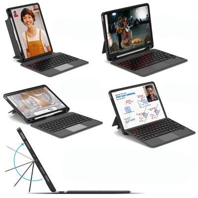 Apple iPad Air 13 2024 Wiwu MagTouch Serisi Gizli Kalem Bölmeli Klavyeli Kılıf - 12