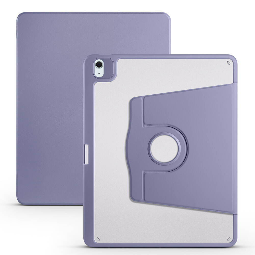 iPad Air 13 2025 M3 Kılıf NXXA Termik Kalem Bölmeli Dönebilen Standlı Kılıf - Lavendery Gray
