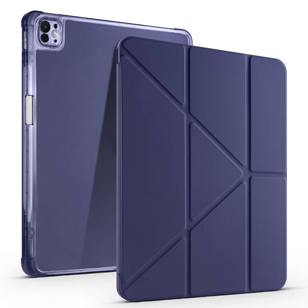 iPad Air 13 2025 M3 Kılıf NXXA Tri Folding Kalem Bölmeli Standlı Kılıf - Lacivert