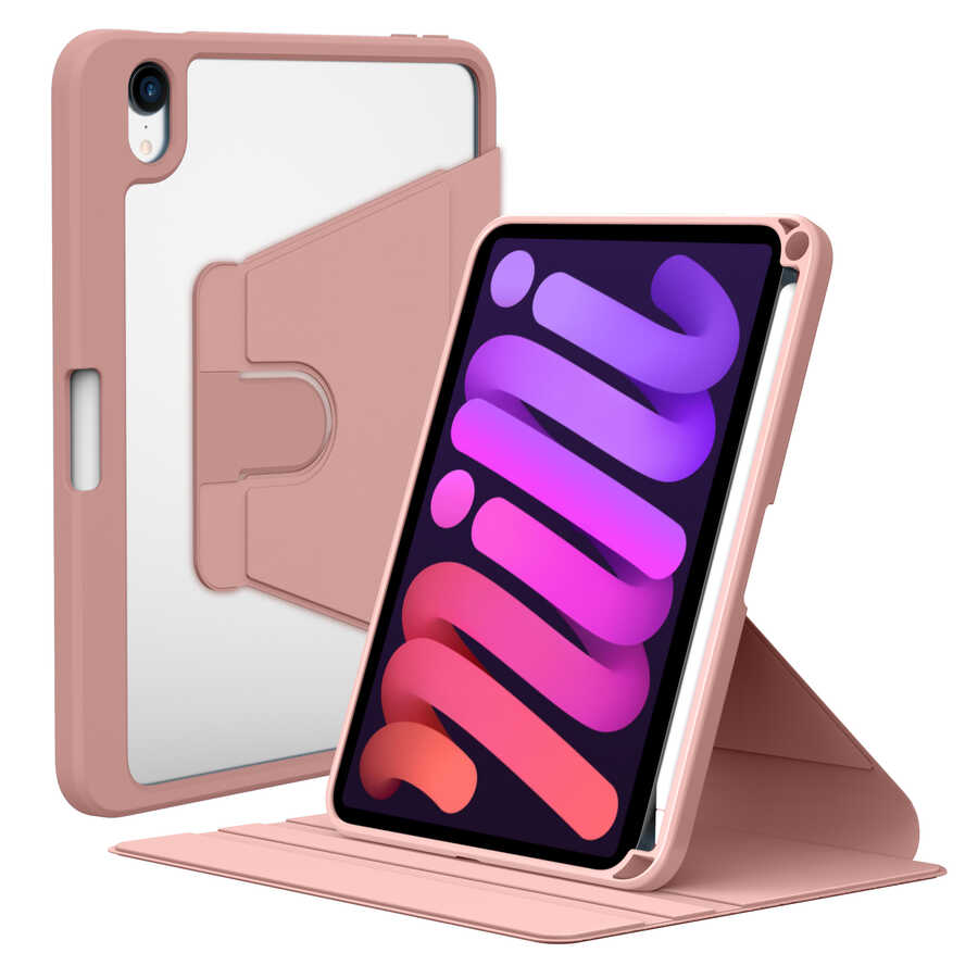 Apple iPad Mini 2021 (6.Nesil) Kılıf Zore Nayn Dönebilen Standlı Kılıf - Pembe