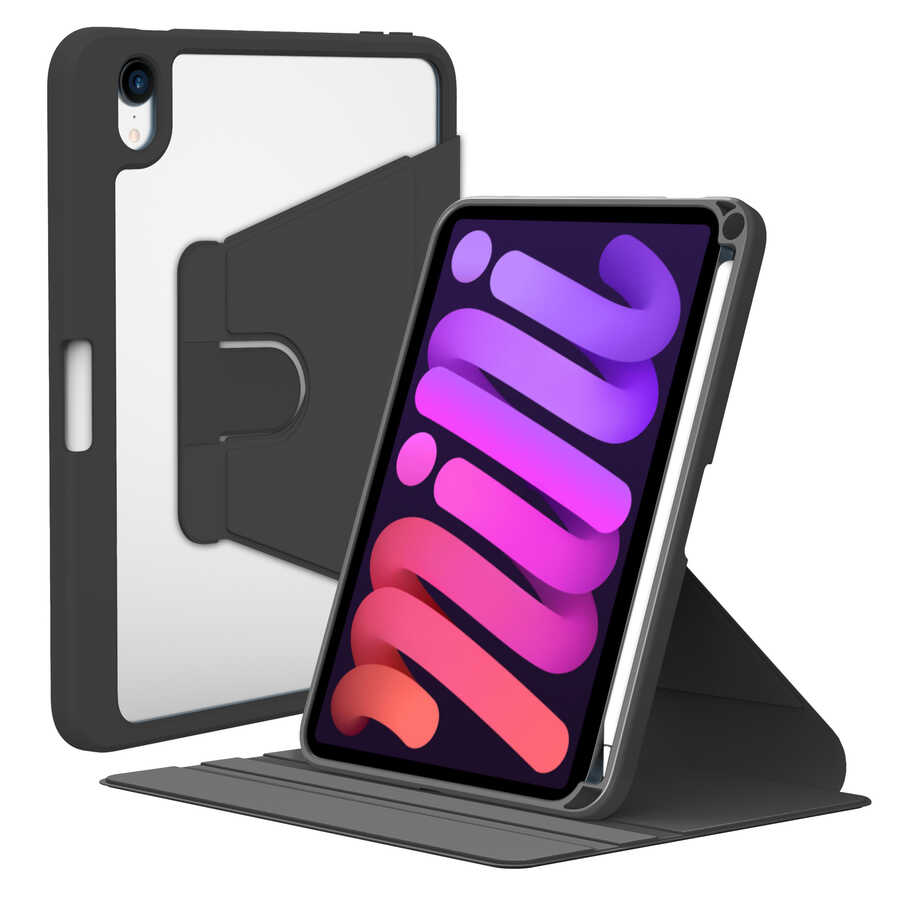 Apple iPad Mini 2021 (6.Nesil) Kılıf Zore Nayn Dönebilen Standlı Kılıf - Siyah