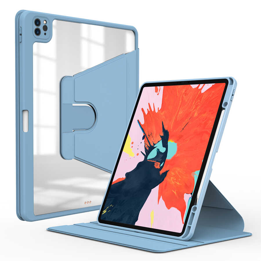 Apple iPad Pro 11 2021 (3.Nesil) Kılıf Zore Nayn Dönebilen Standlı Kılıf - Mavi Açık
