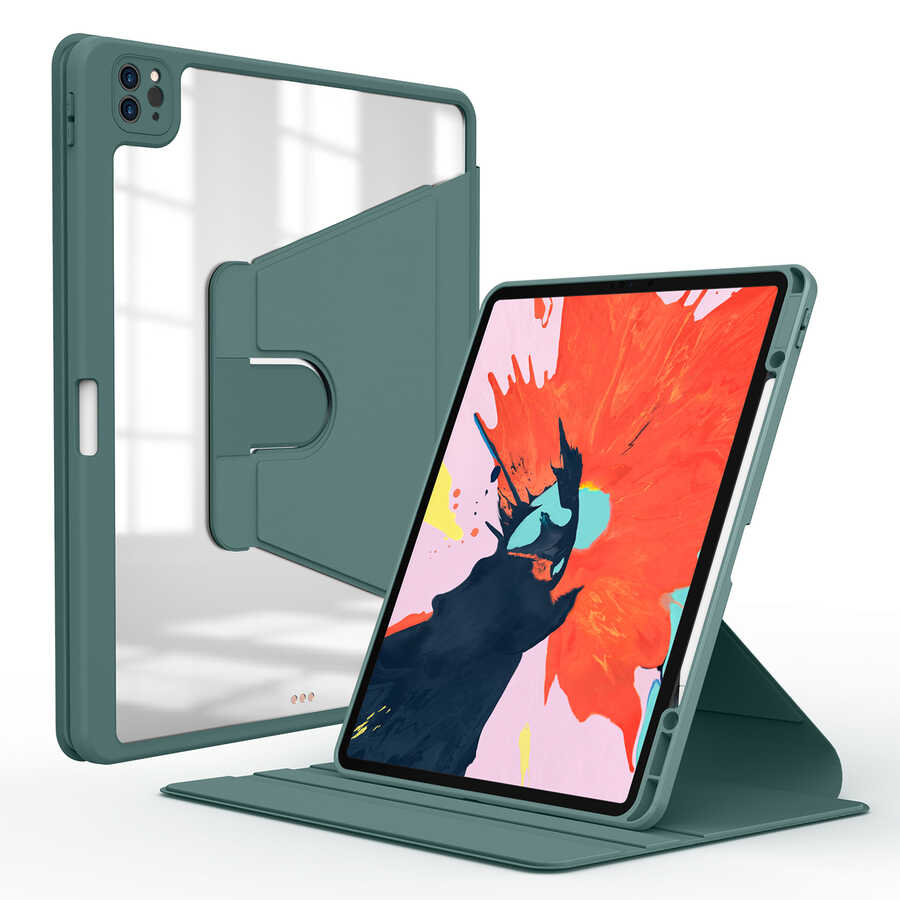 Apple iPad Pro 11 2022 M2 Kılıf Zore Nayn Dönebilen Standlı Kılıf - Koyu Yeşil